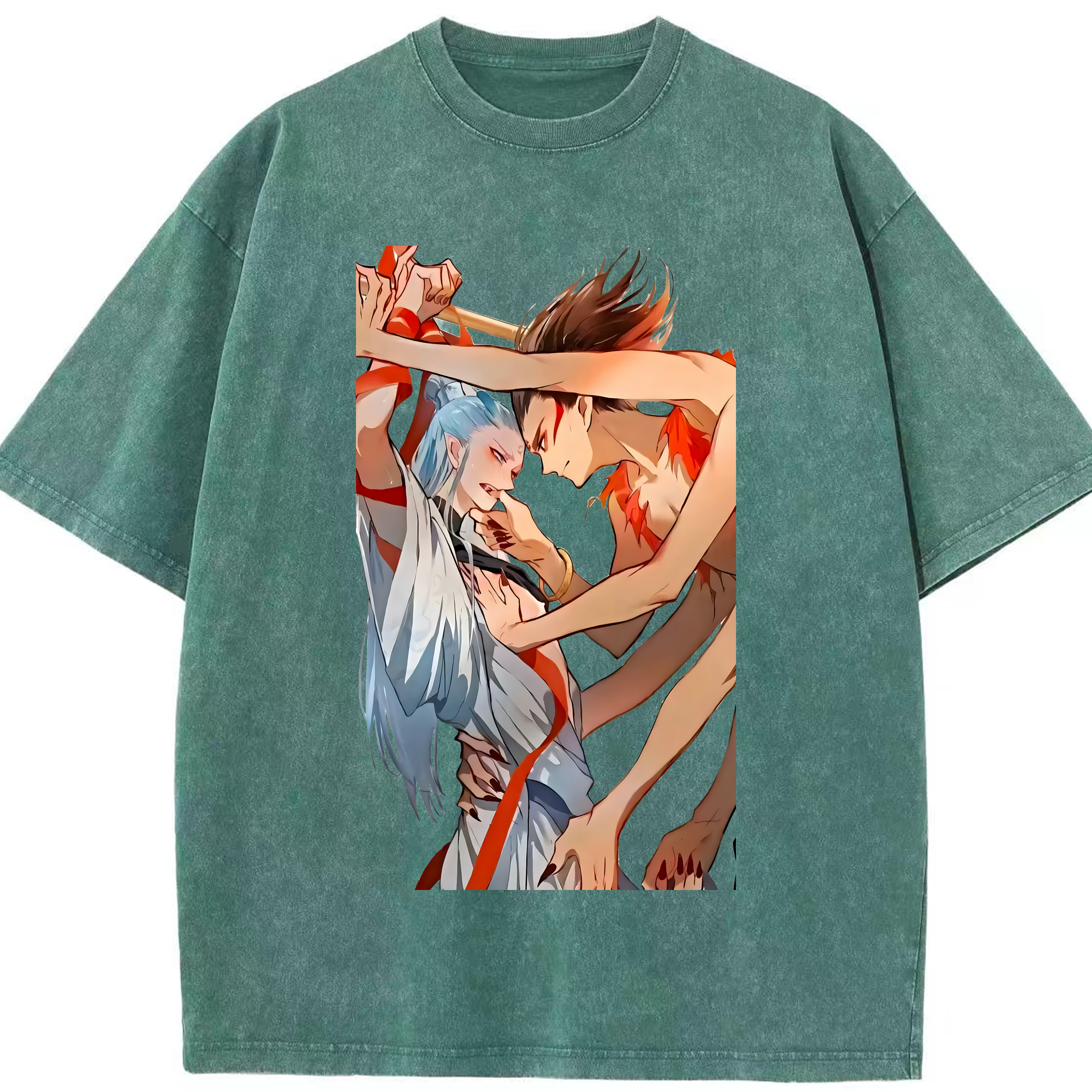 （画像用） Ne Zha 2 ナタ 魔童の大暴れ 綿100% ヴィンテージ風 半袖Tシャツ（フロントプリント）